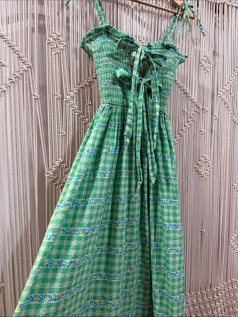 Damson Madder Green Tie-Front Smocked Maxi Dress - Picture 11 of 11